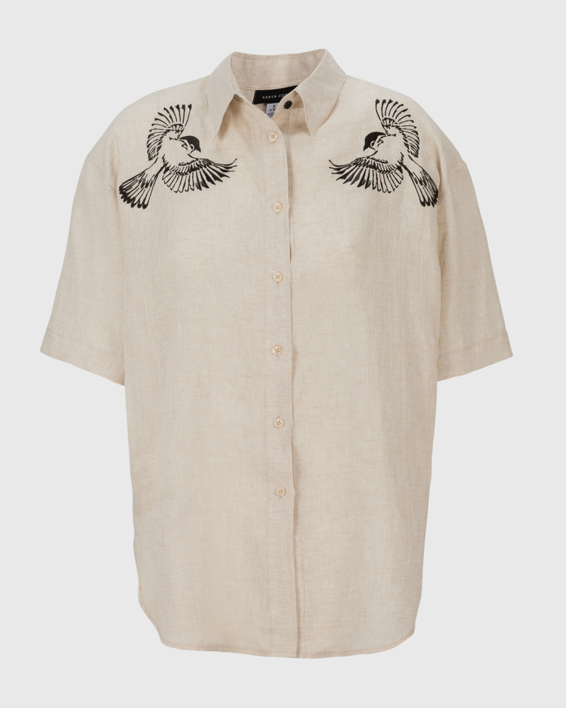 Camisa blusa lino Lisa arena