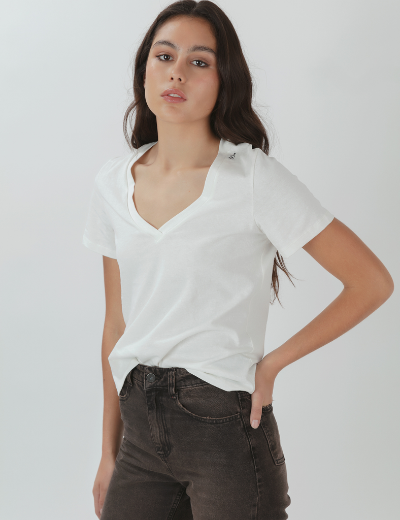 Polera V Pam Blanco
