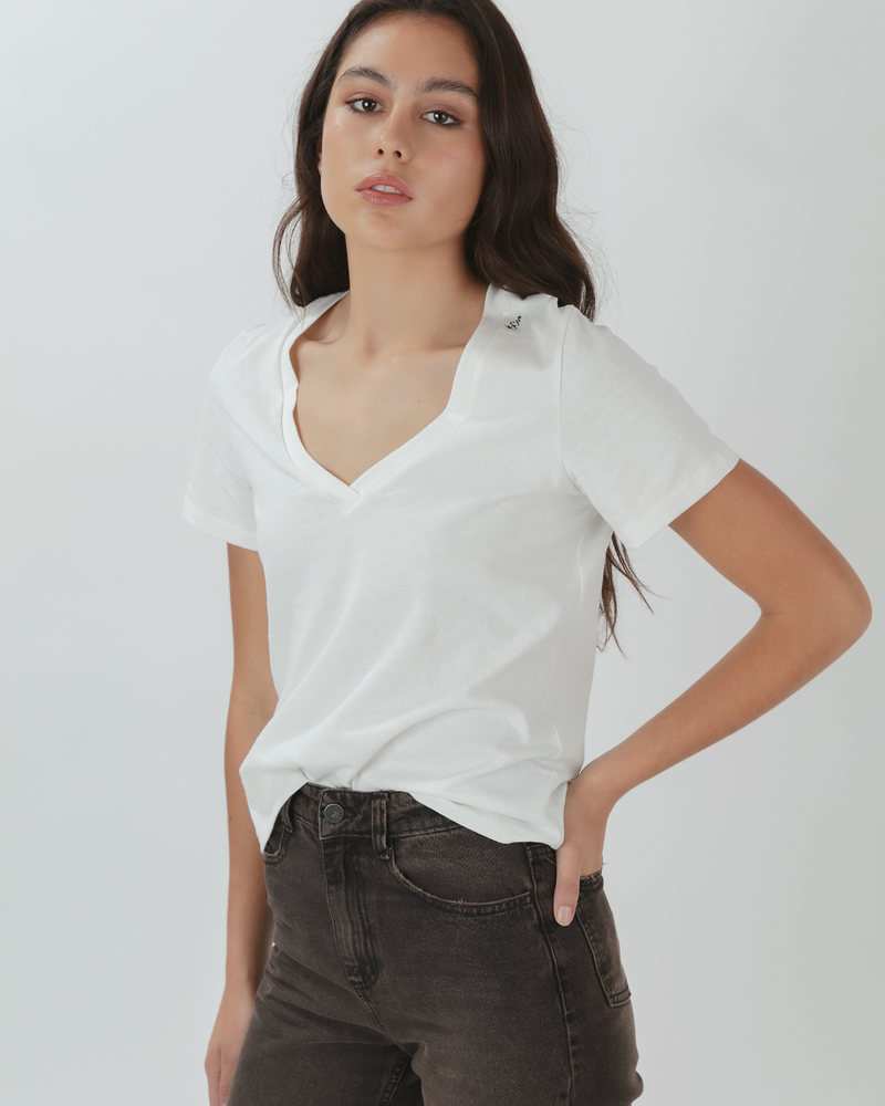 Polera V Pam Blanco