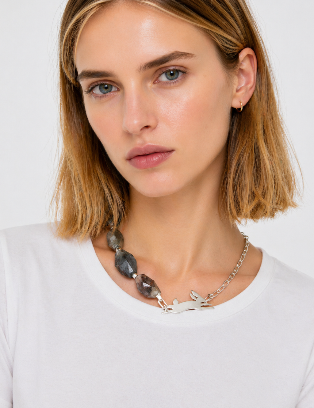 Collar Piedra Lapin Plata