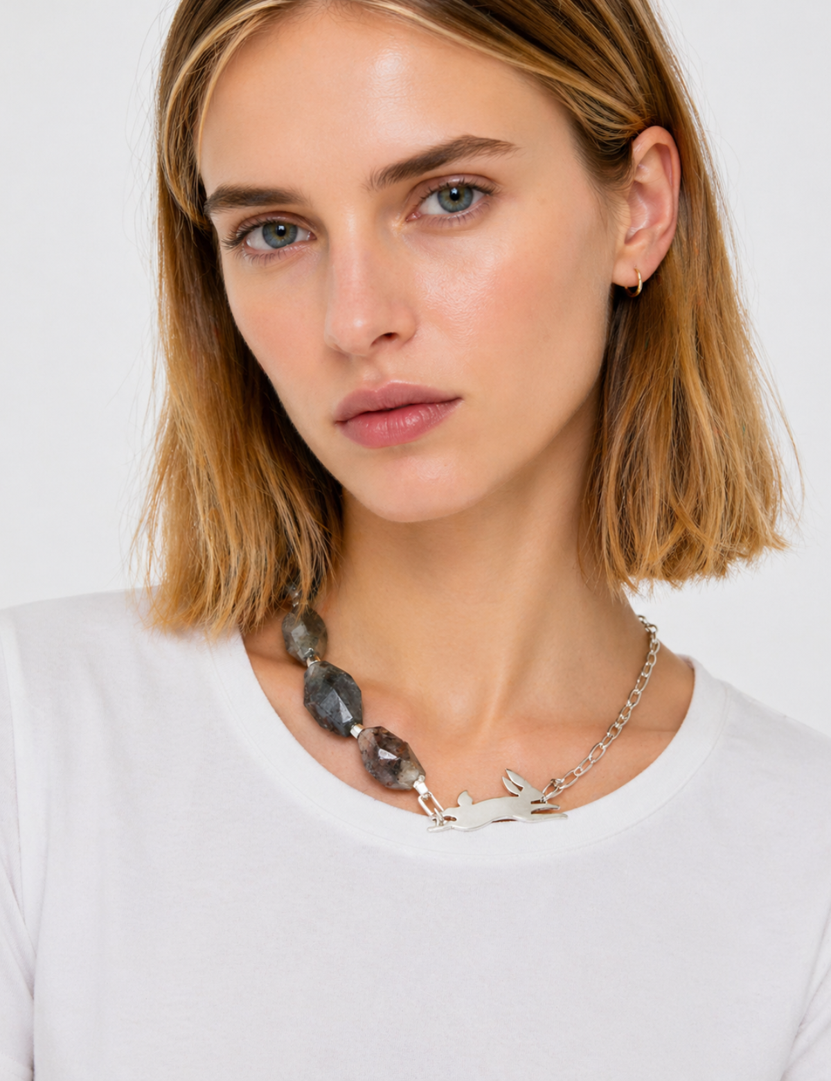 Collar Piedra Lapin Plata