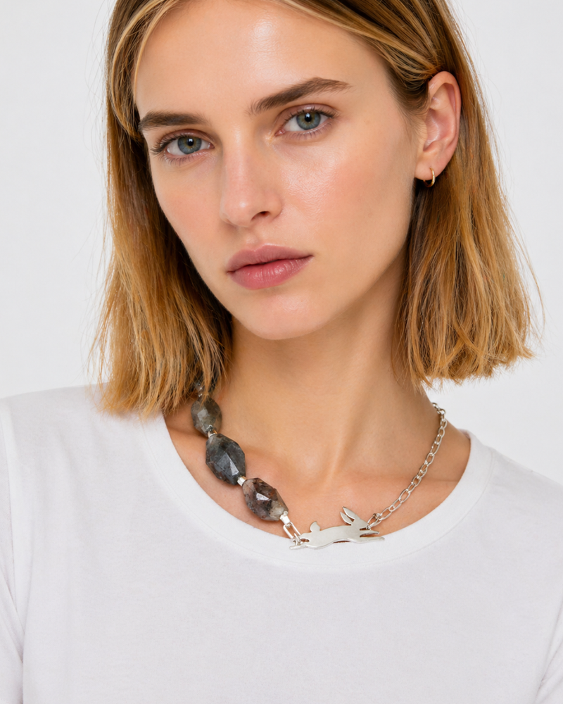 Collar Piedra Lapin Plata