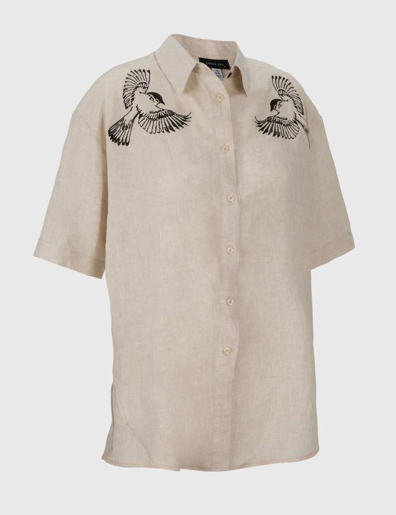 Camisa blusa lino Lisa arena