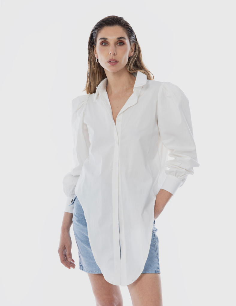 Camisa Algodón Manga Globo