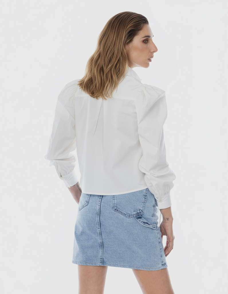 Camisa Algodón Manga Globo