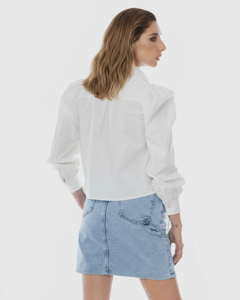 Camisa Algodón Manga Globo