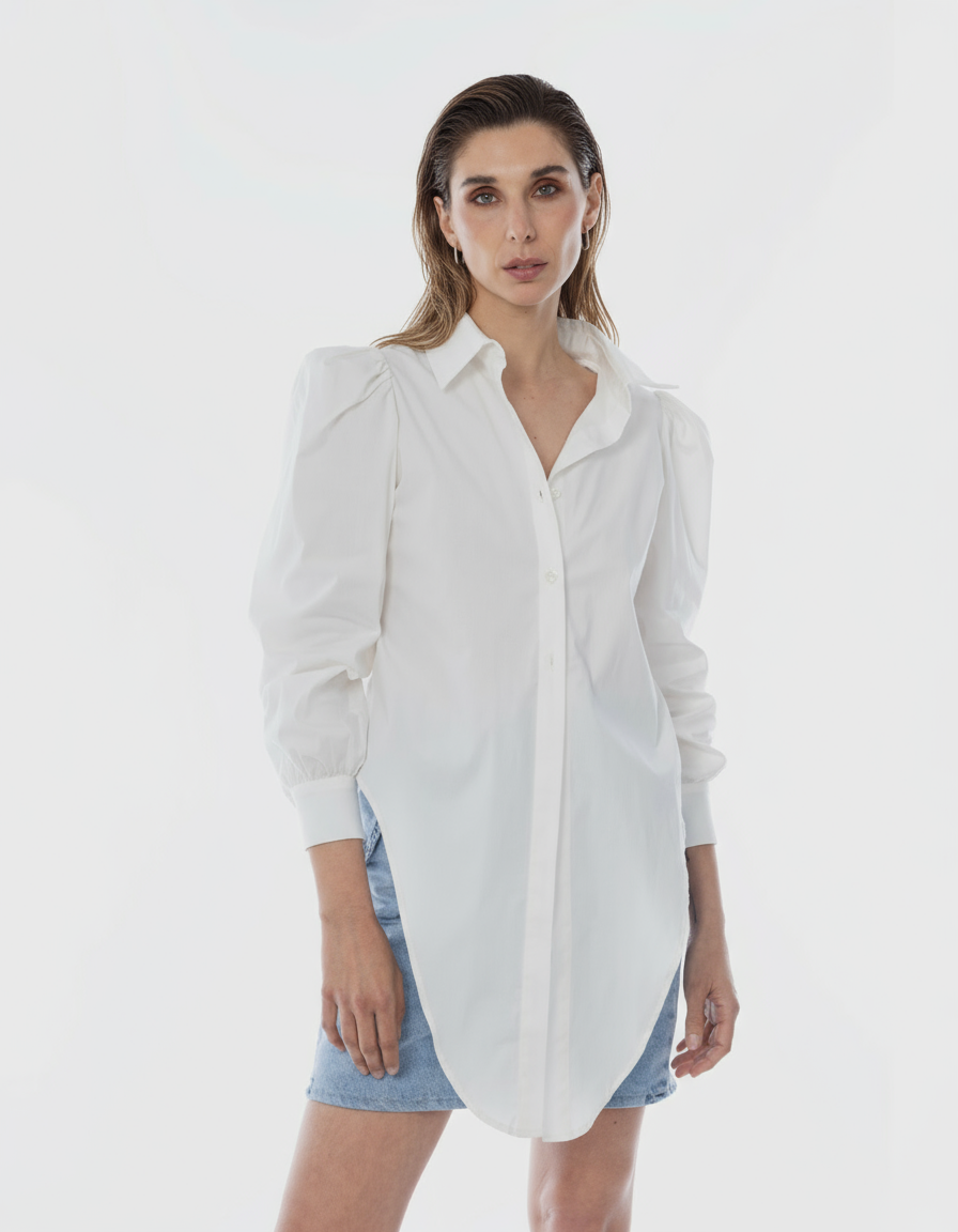 Camisa Algodón Manga Globo