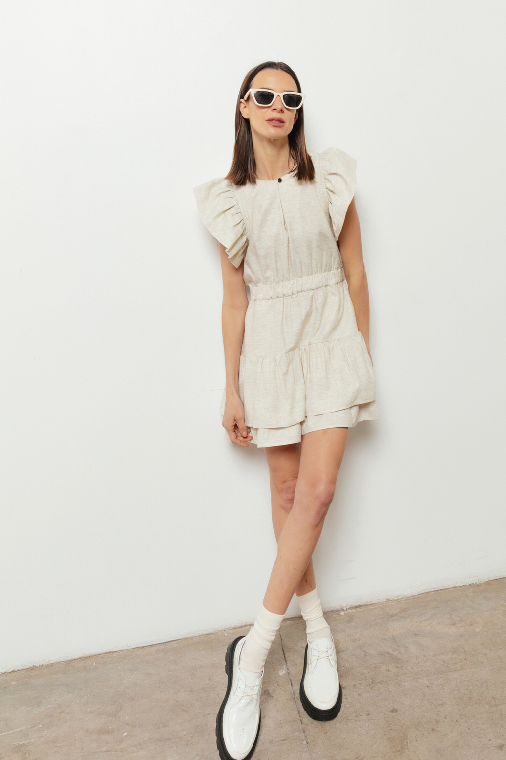 Vestido lino Molly arena