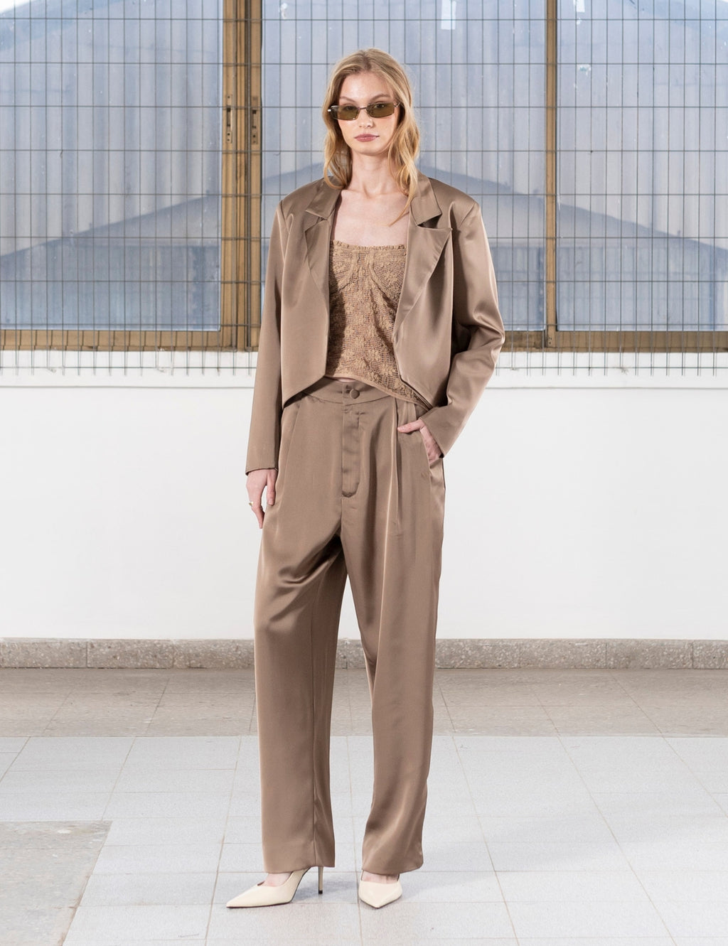 Blazer Raso Leo Taupe