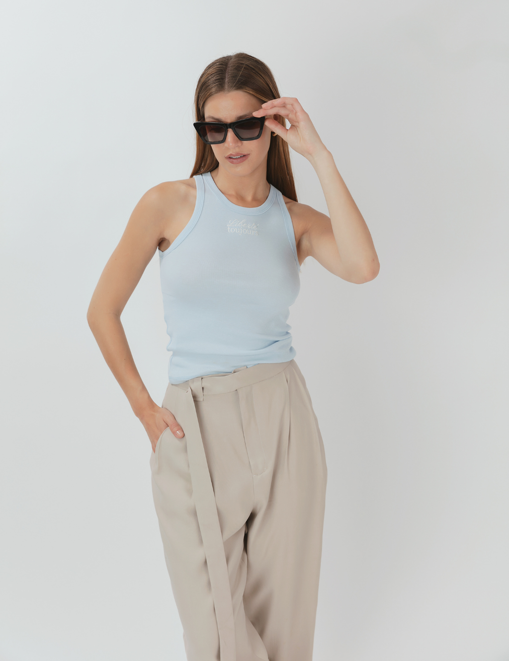 Musculosa Algodón Teresa Celeste